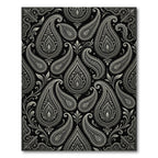 Elaborate Silver Paisley Black Background Rug