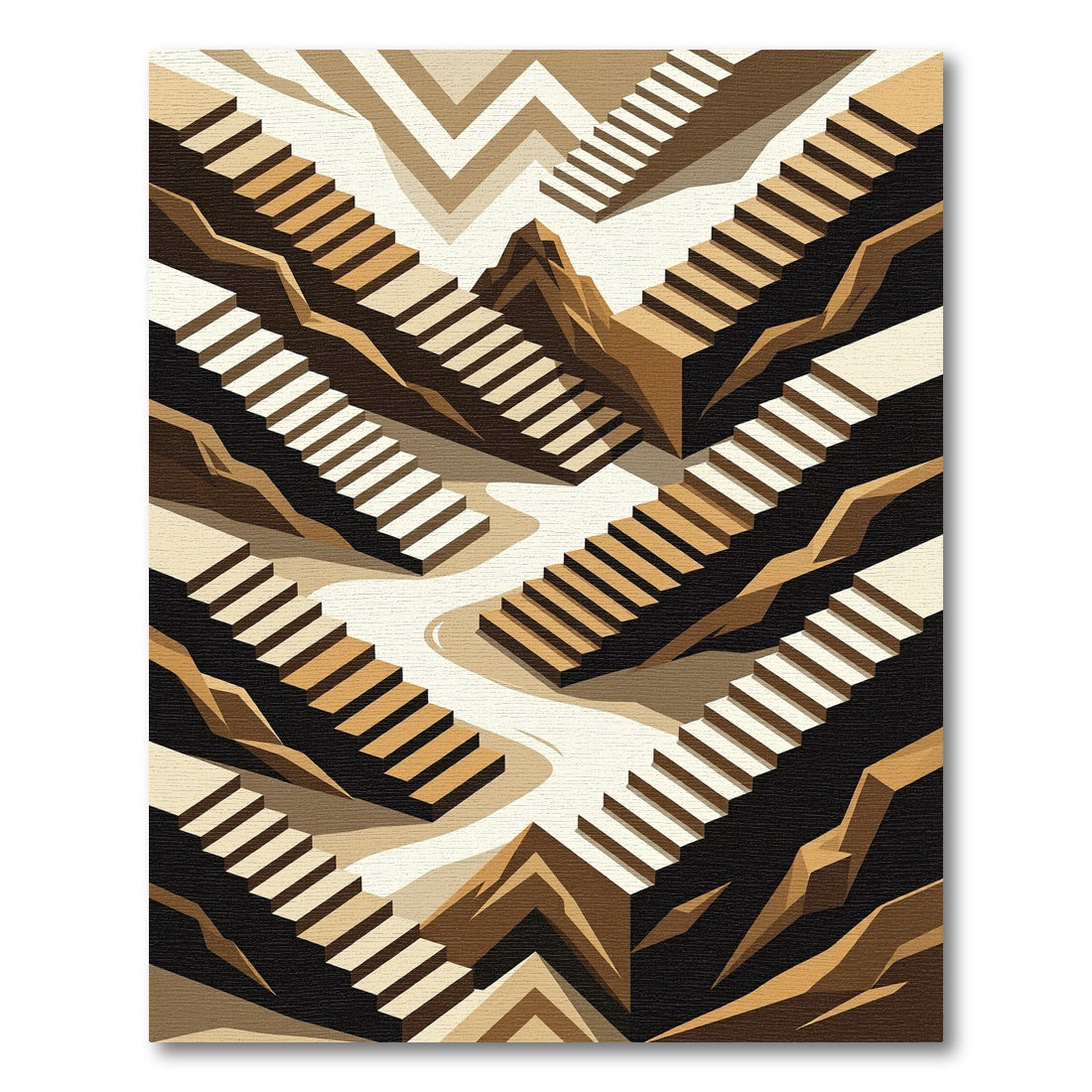 Abstract Terraced Ascent Monochrome Rug