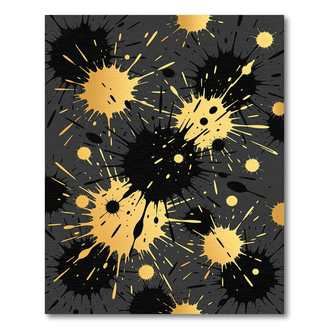 Gold and Black Abstract Ink Splatter Rug