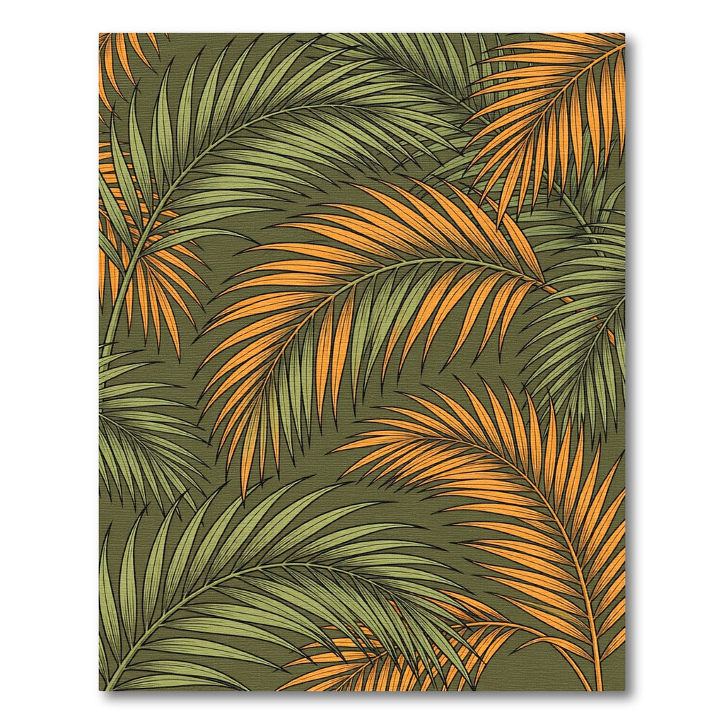 Lush Green and Amber Tropical Palm Rug