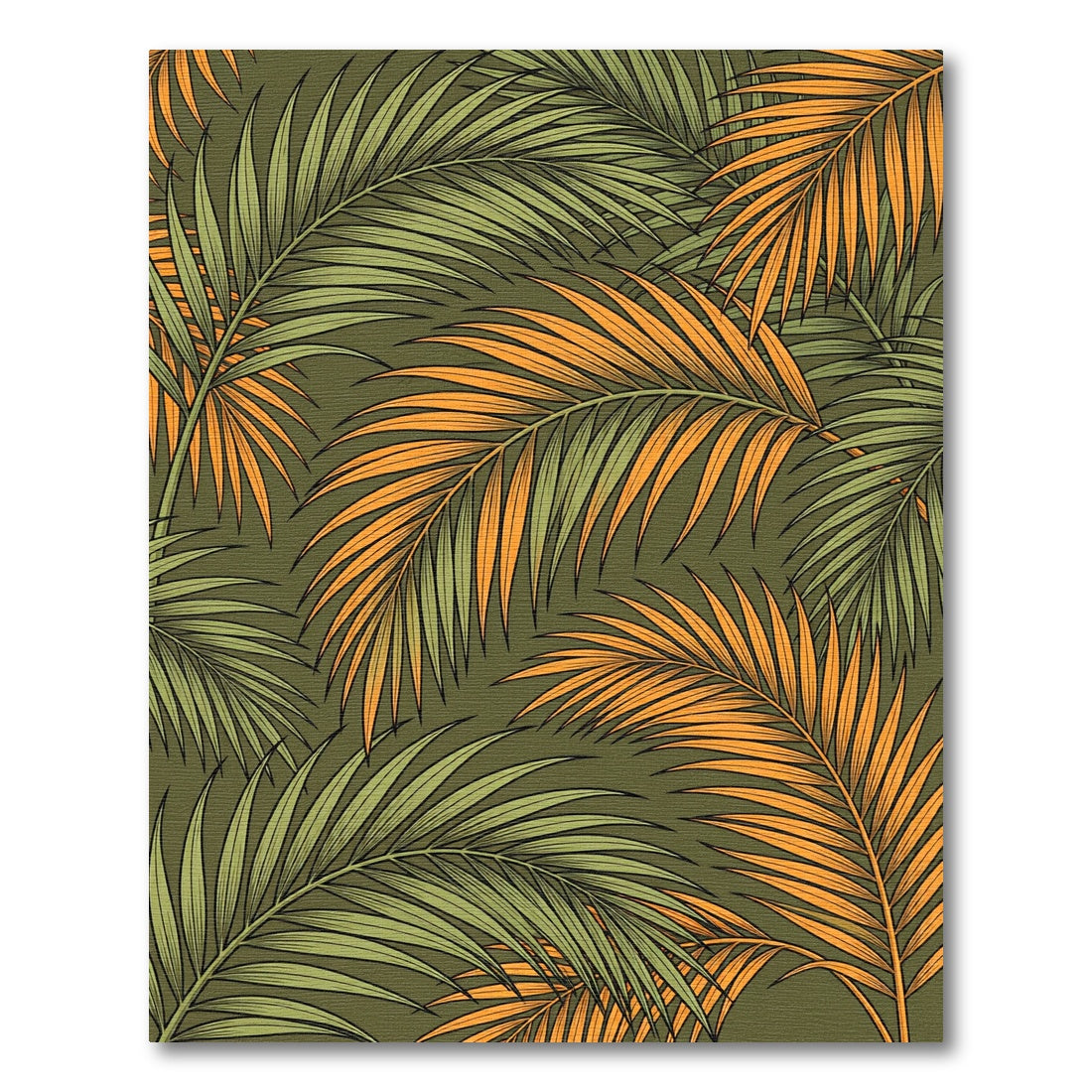 Lush Green and Amber Tropical Palm Rug