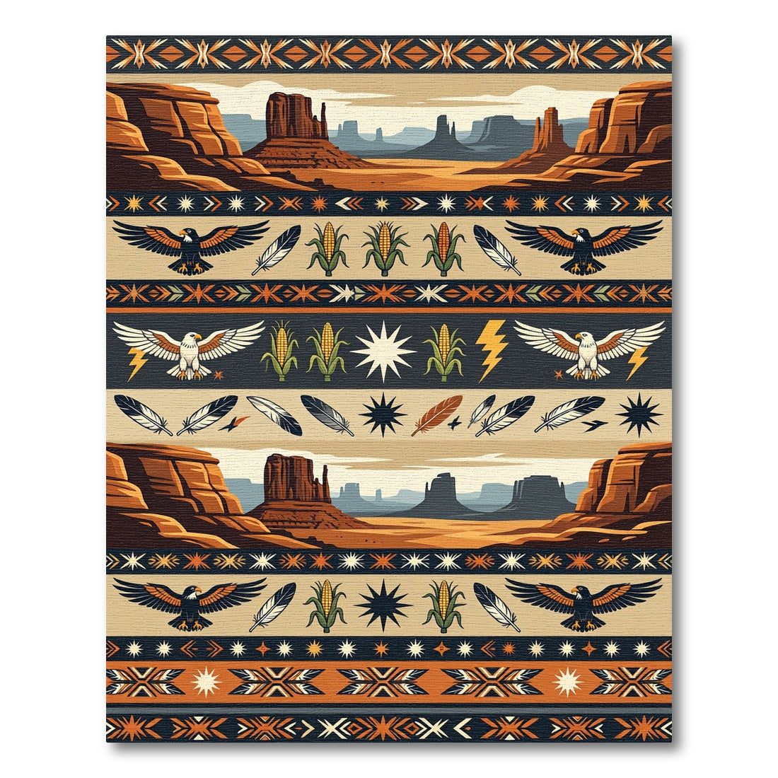 Southwestern Desert Eagle Corn Art Rug