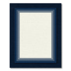 Navy Blue Layered Rectangular Border Rug