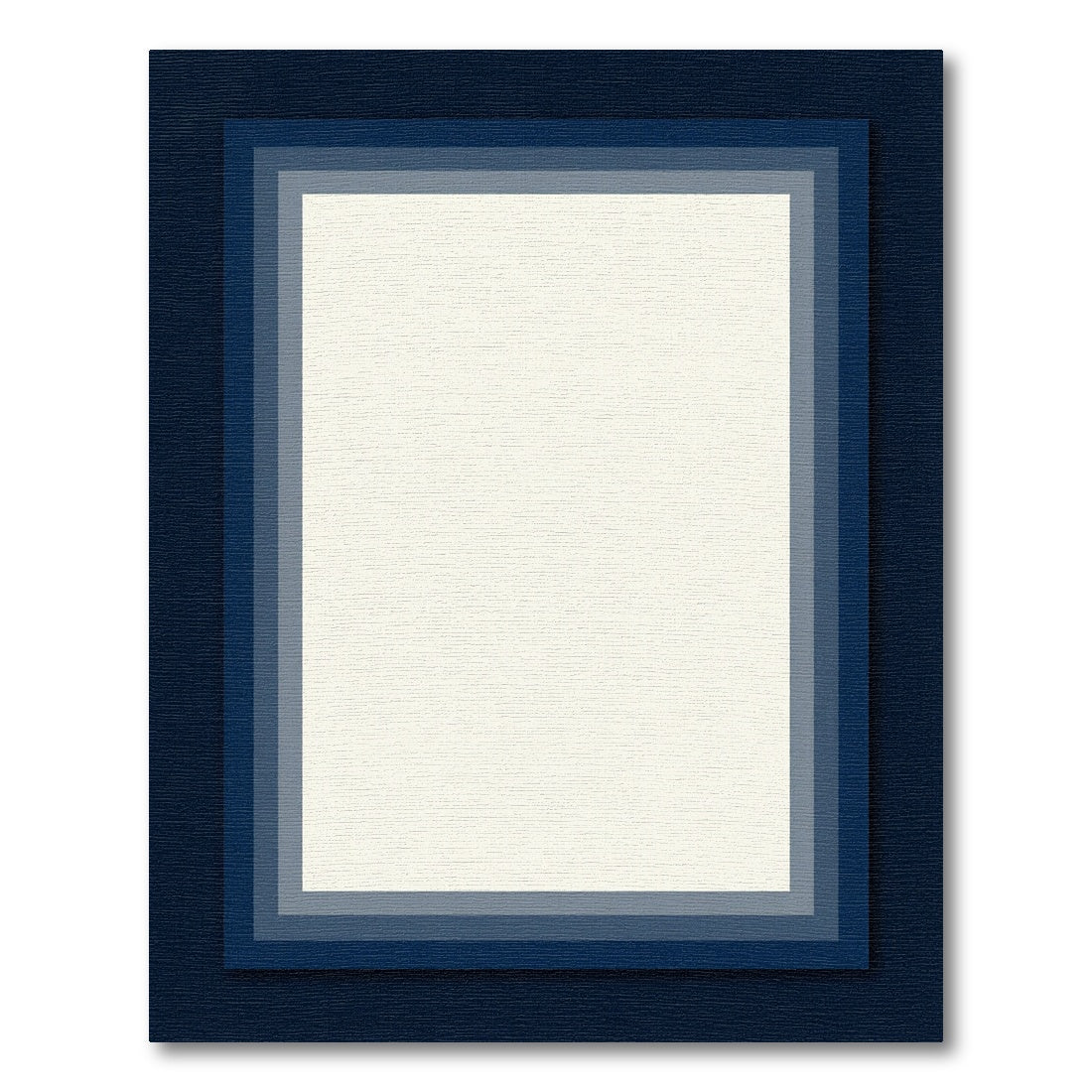 Navy Blue Layered Rectangular Border Rug
