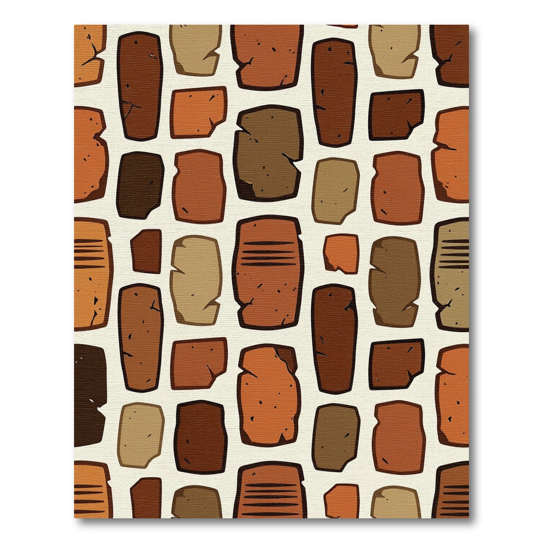 Terracotta Earth Tones Stone Shapes Rug