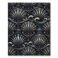 Metallic Seashell Monochrome Art Deco Wave Rug