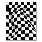 Distorted Monochrome Checkered Optical Wave Rug