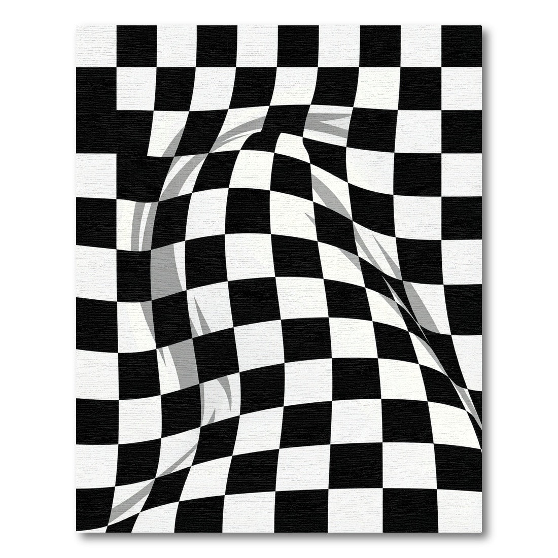 Distorted Monochrome Checkered Optical Wave Rug