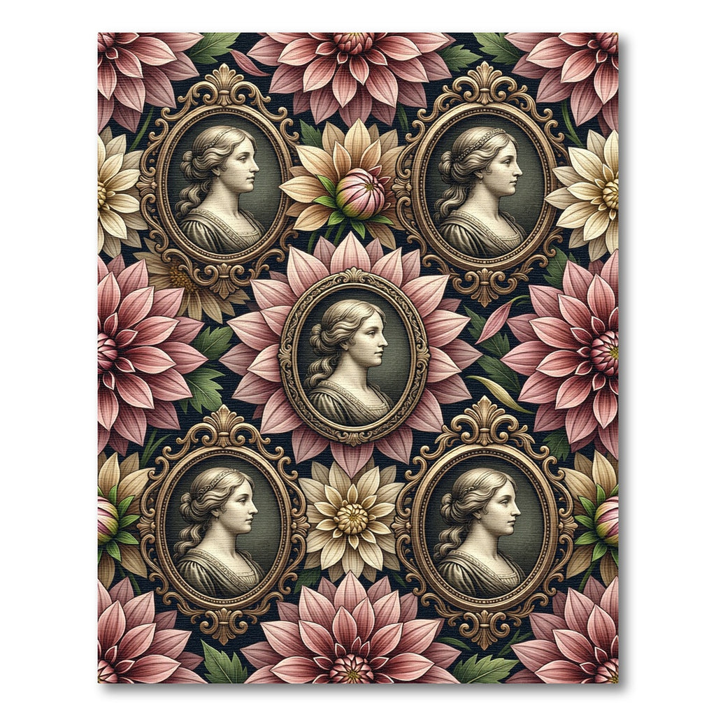 Elegant Floral Portrait Cameo Blush Rug