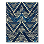 Aztec Geometric Pyramid Navy Blue Tapestry Rug
