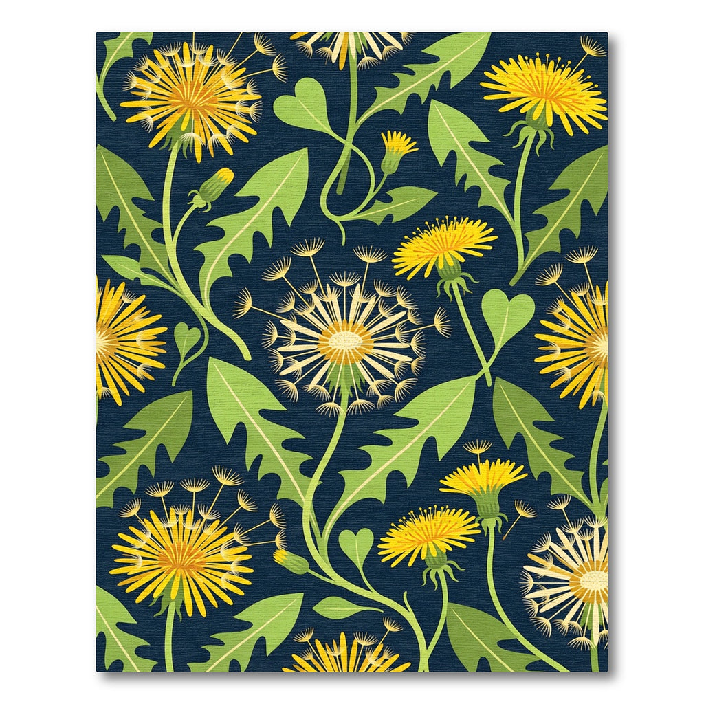 Yellow Dandelion Botanical Midnight Blue Rug
