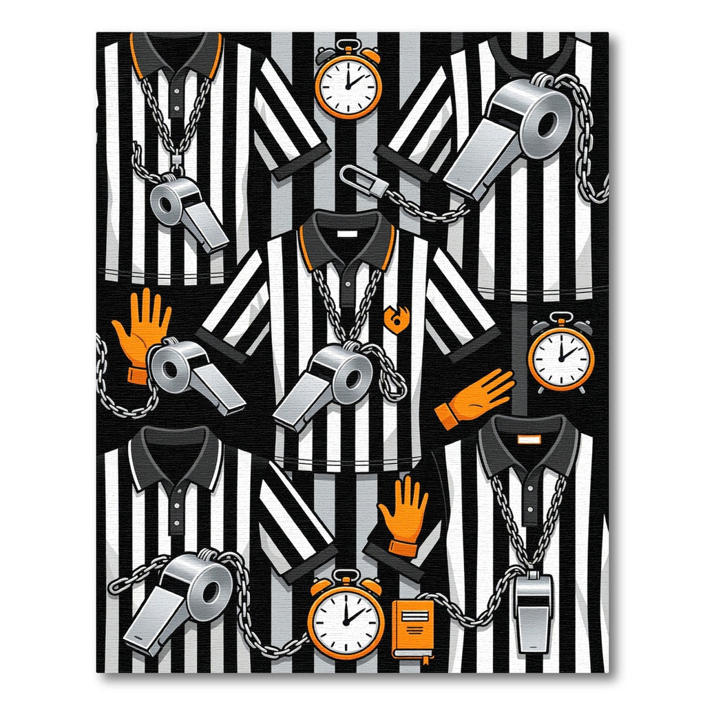 Referee Whistle and Clock Monochromatic Rug