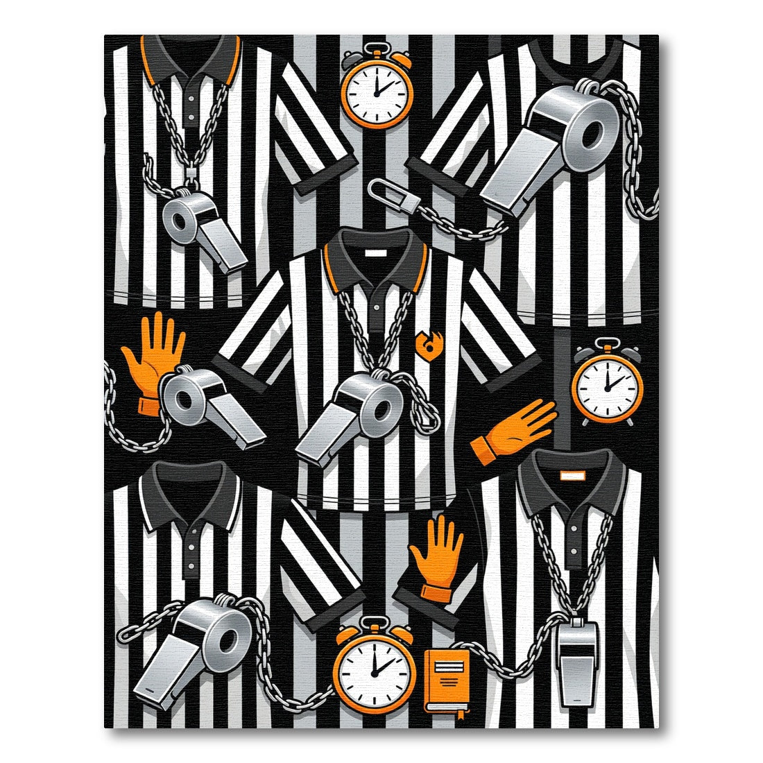 Referee Whistle and Clock Monochromatic Rug