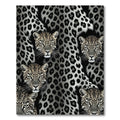 Grayscale Leopard Spots Wildlife Portrait Rug