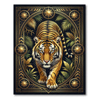 Golden Tiger Jungle Art Deco Emblem Rug
