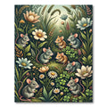 Whimsical Woodland Mice with Wildflower Meadow Rug