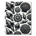 Black and White Seashell Sketch Collage Rug