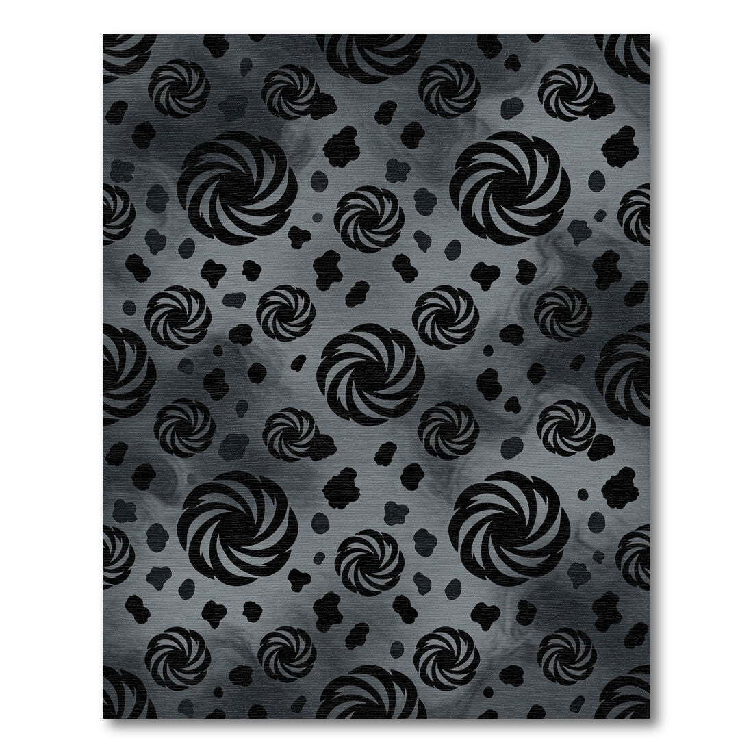 Monochrome Swirling Vortex Galaxy Black Rug