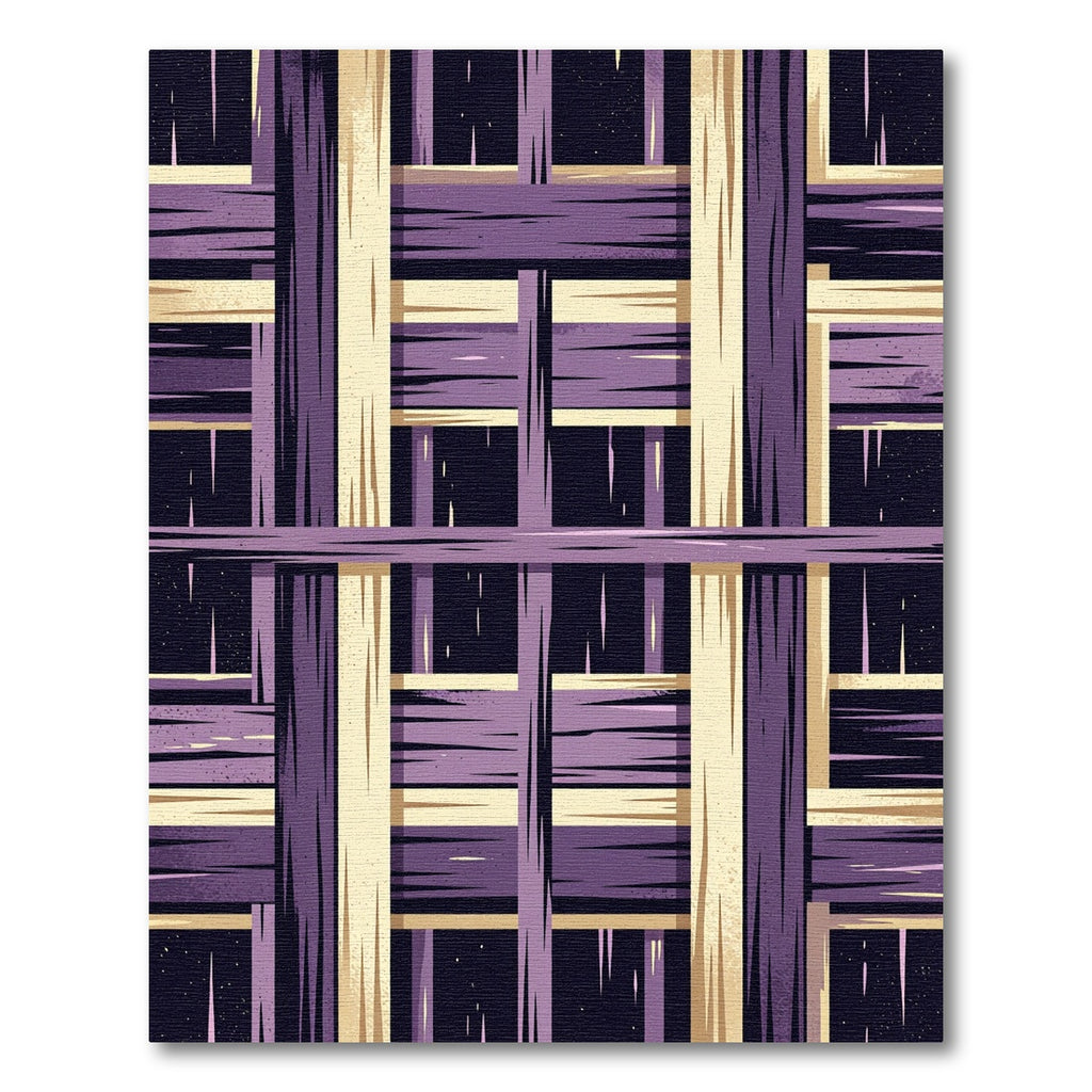 Purple Tan Wood Grain Weave Rug