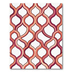Interlocking Terracotta Wavy Geometric Curves Rug