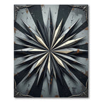 Metallic Industrial Starburst Steel Geometric Rug
