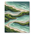 Coastal Greenery Azure Waves Rug