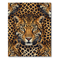 Golden Leopard Face Geometric Texture Rug