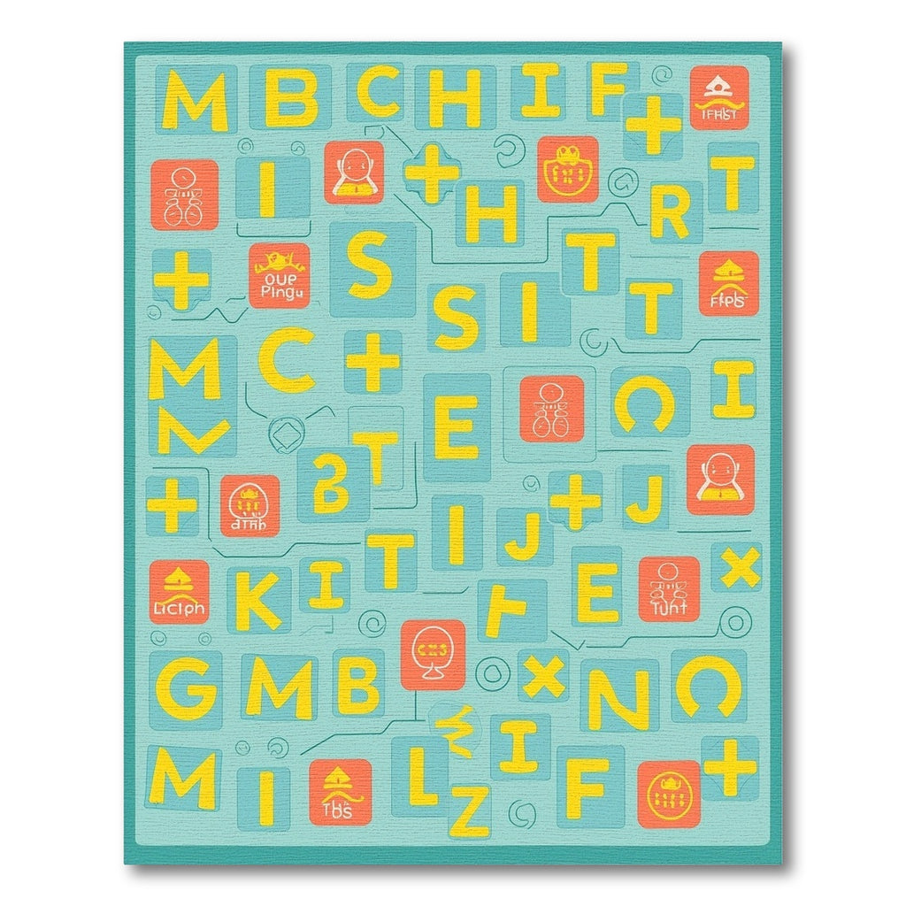 Retro Alphabet Blocks Graphic Rug