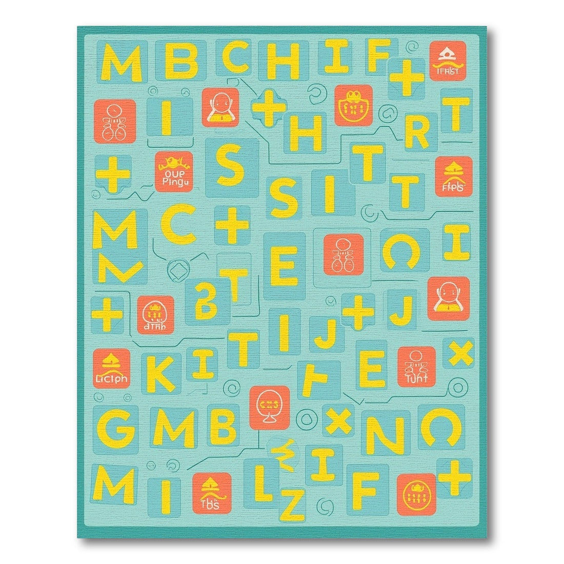 Retro Alphabet Blocks Graphic Rug