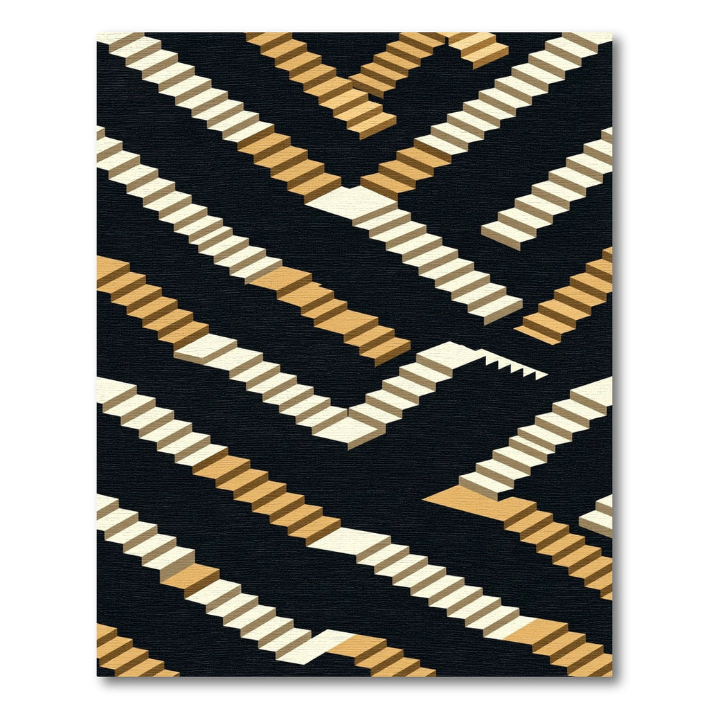 Geometric Staircase Optical Illusion Rug