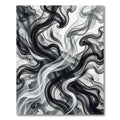 Ink Swirl Black White Abstract Flow Rug