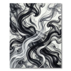 Ink Swirl Black White Abstract Flow Rug