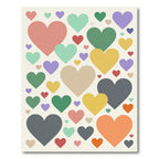 Playful Multicolored Hearts Scattered Art Rug