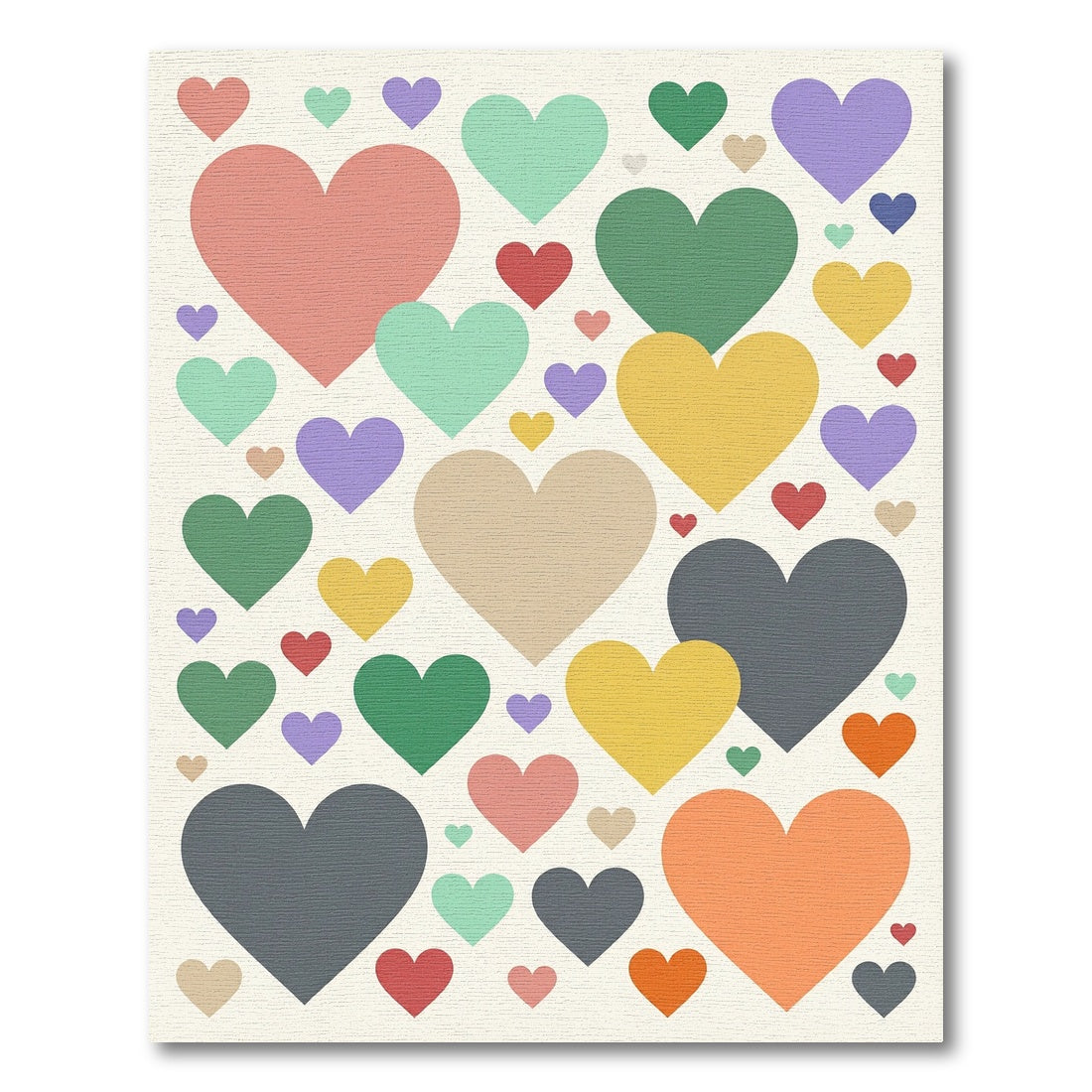 Playful Multicolored Hearts Scattered Art Rug