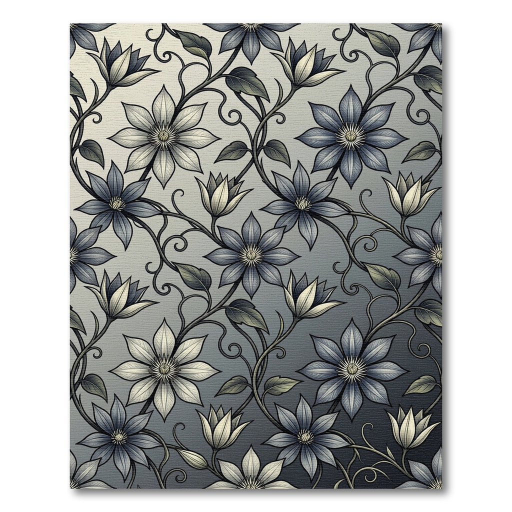 Blue Cream Floral Vines Rug