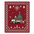 Red Festive Santa Truck Christmas Rug