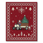 Red Festive Santa Truck Christmas Rug