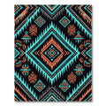 Bold Tribal Black Teal Coral Rug