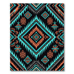 Bold Tribal Black Teal Coral Rug