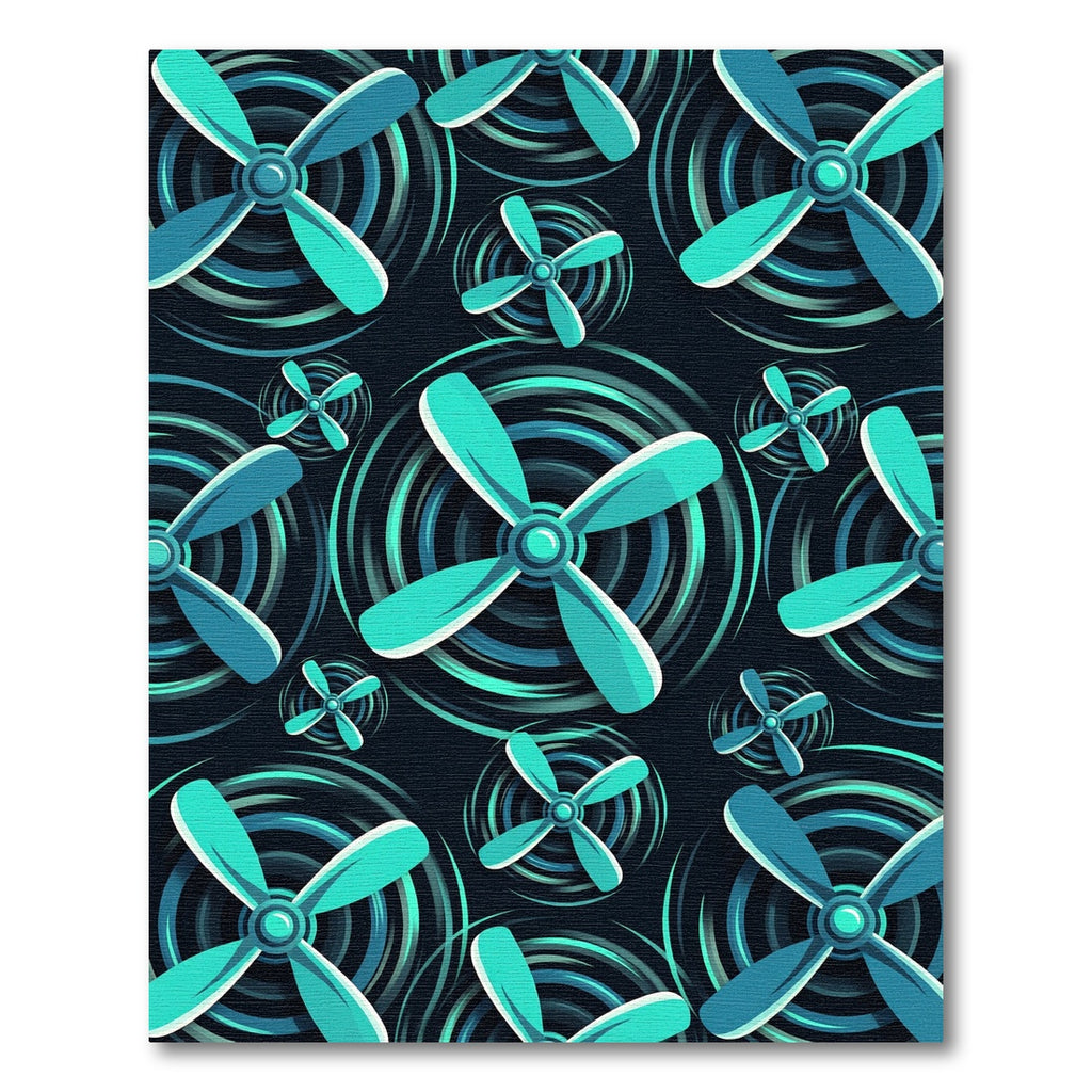 Teal Propeller Swirl Repeat Rug