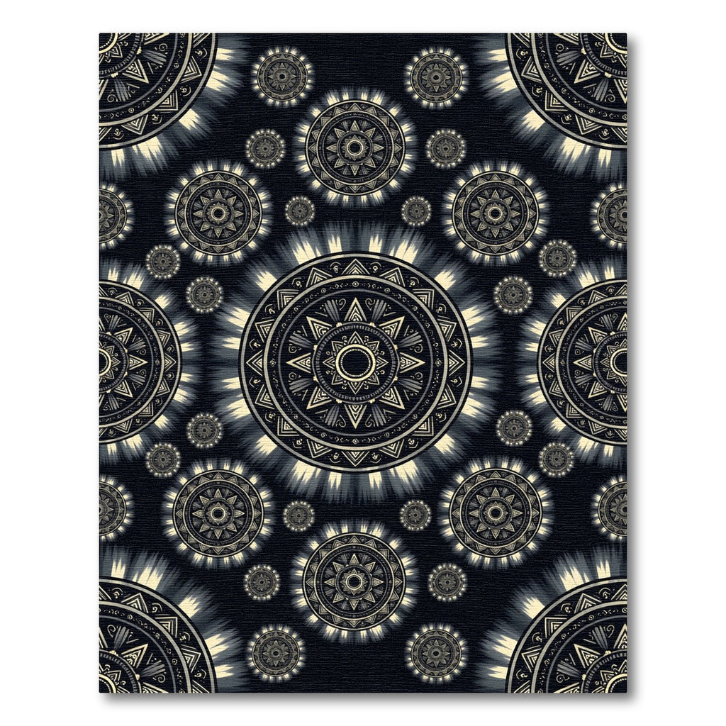 Celestial Monochrome Sunburst Mandala Rug