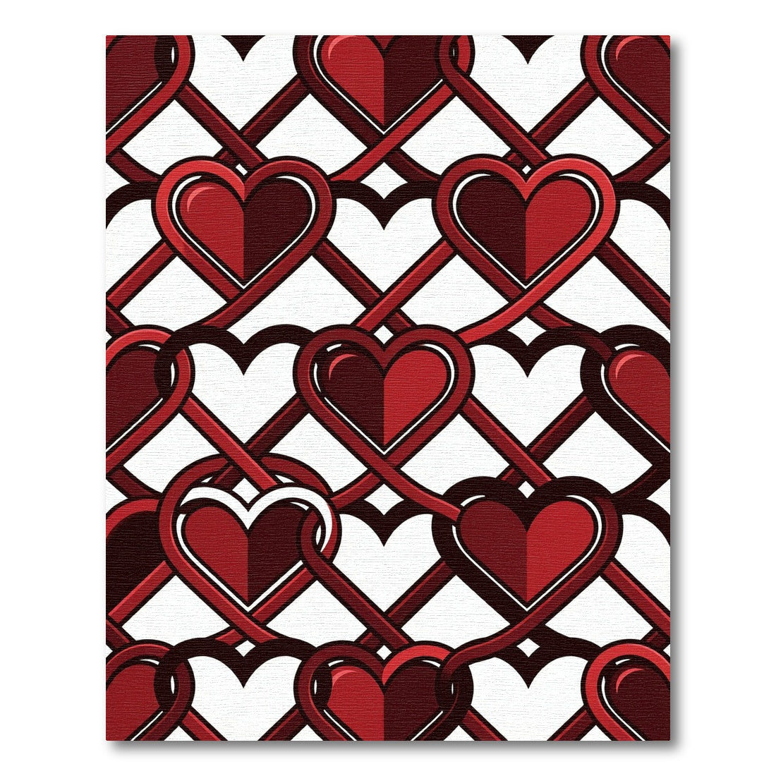 Interlocking Crimson Heart Lattice Rug