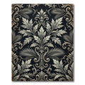 Elegant Monochrome Acanthus Leaf Damask Rug