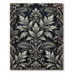 Elegant Monochrome Acanthus Leaf Damask Rug