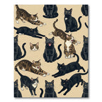 Playful Feline Cats on Cream Backdrop Rug