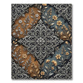 Ornate Silver Floral Medallion Ochre Gray Rug