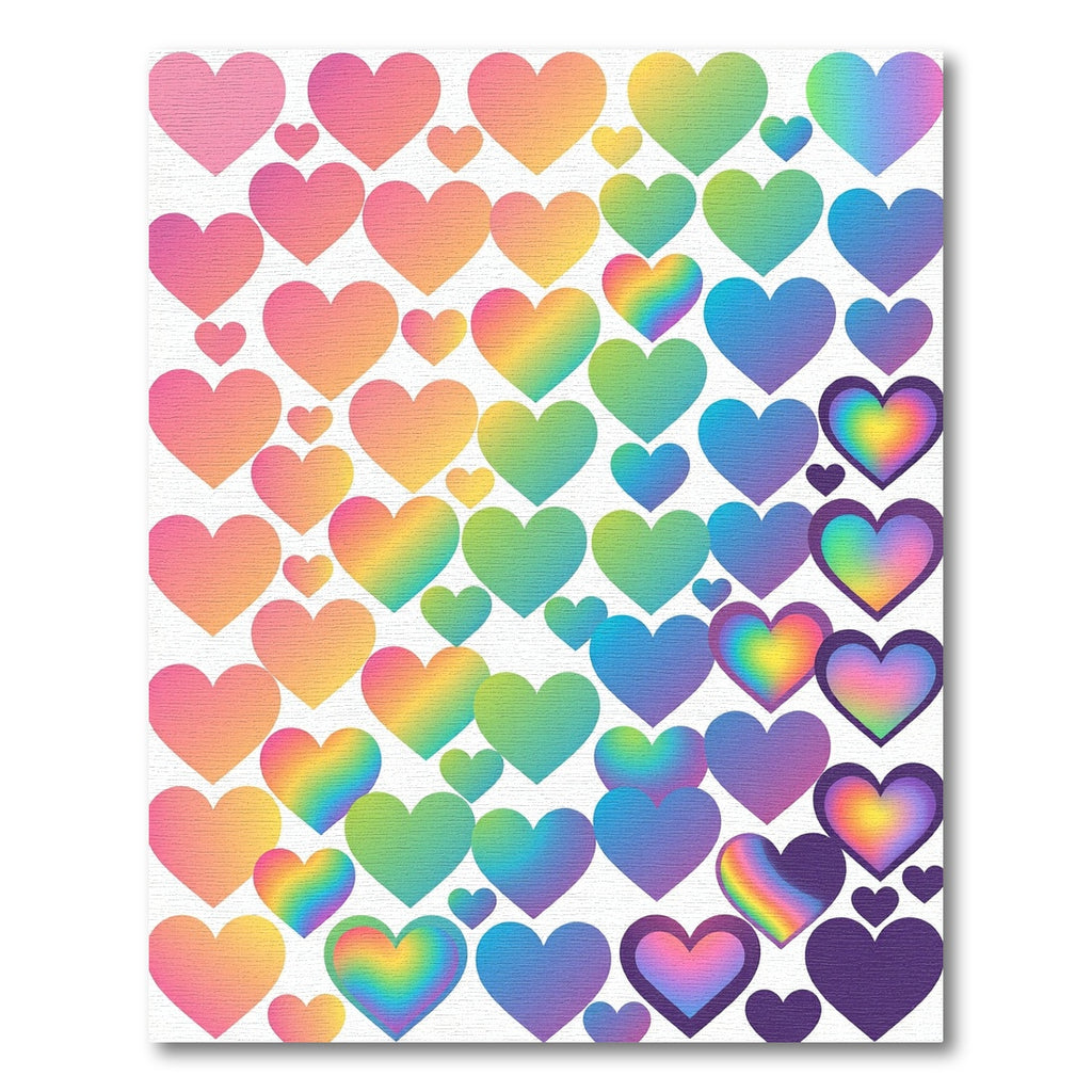 Iridescent Gradient Heart Confetti Clouds Rug