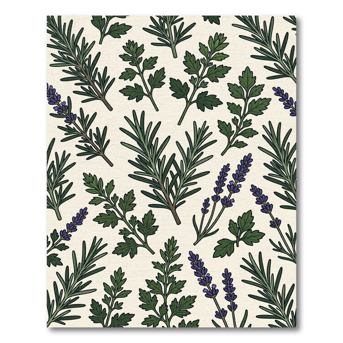 Earthy Botanical Lavender and Rosemary Garden Rug