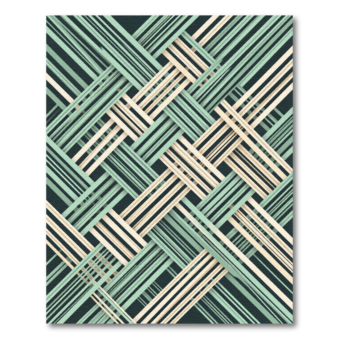 Sage Green Cream Interwoven Lattice Rug