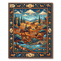 Hunting Scene With Lions And Deer Rug